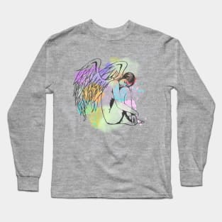 Watercolour Sleeping Angel Long Sleeve T-Shirt